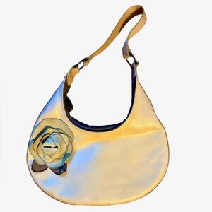 Couture Donald J. Pliner shoulder bag yellow leather green flower